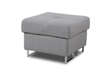 Annabelle Mini gestoffeerde poef met opbergruimte en chromen poten | Lichtgrijs | 60x45x60 cm