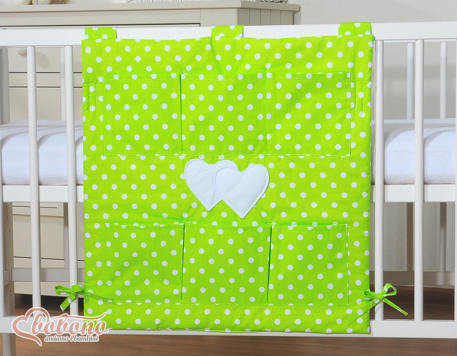 Spjälsängsorganisatör - förvaring på byrå - 6 fack för babyartiklar, 100 % bomull