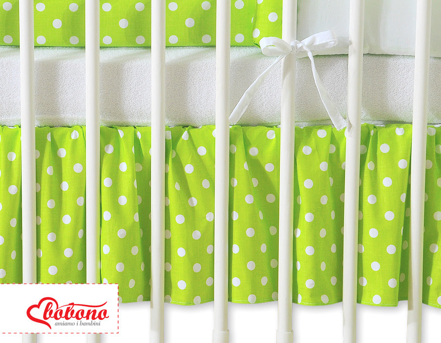 Bedomrander, maskerende volant, 100% katoen, hartjesmotief, 140x70 cm, groen-wit