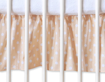 Stofstrook ledikant – bedrok – katoen – verbergt lade – Hanging Hearts 140x70cm wit/beige