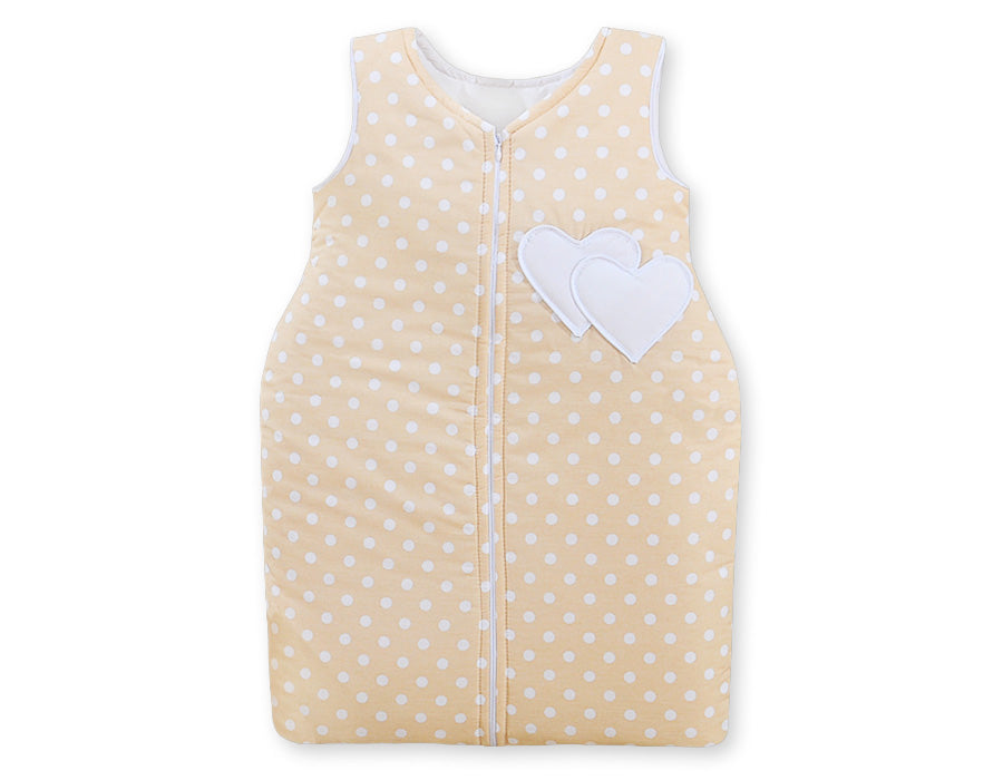 Sovsäck - bäddsäck - 100% bomull - bekväm och antiallergisk - Hängande hjärtan beige