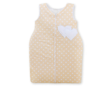 Sovsäck - bäddsäck - 100% bomull - bekväm och antiallergisk - Hängande hjärtan beige
