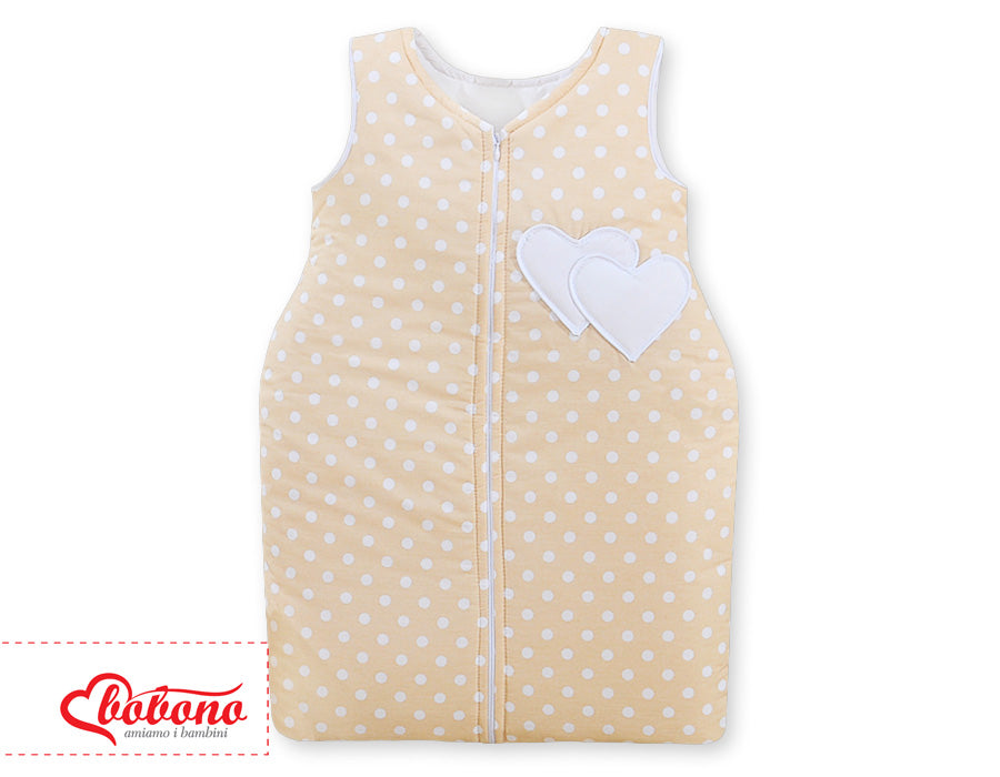 Sovsäck - bäddsäck - 100% bomull - bekväm och antiallergisk - Hängande hjärtan beige