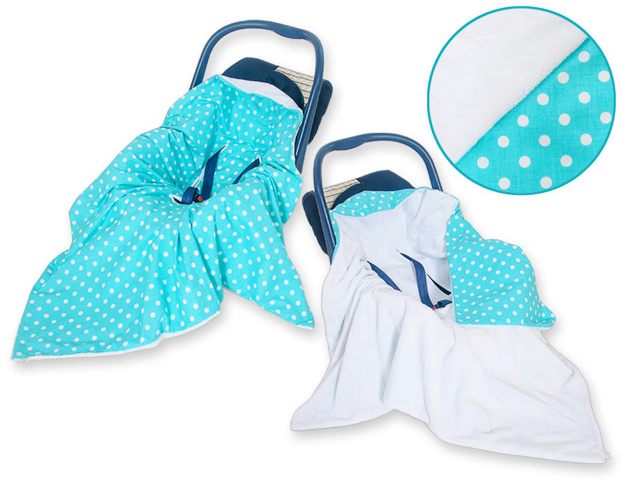 Dubbelsidig bilbarnstolsfilt - omlottfilt - extra mjuk och varm minkybomull