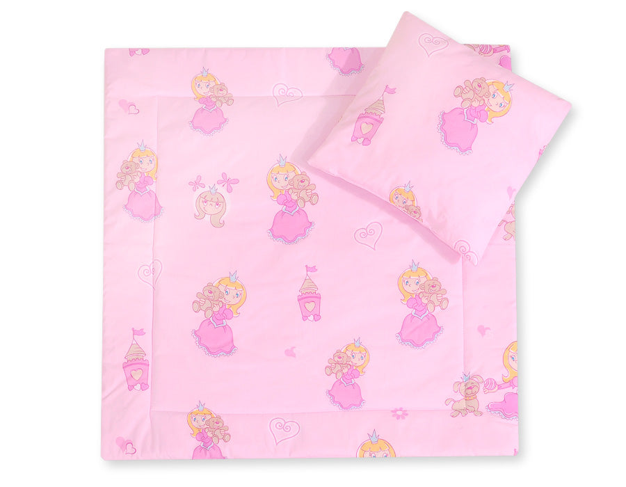 Baby beddengoed set - 2-delig dekbed en kussen - ademend Oeko-Tex katoen - roze prinses