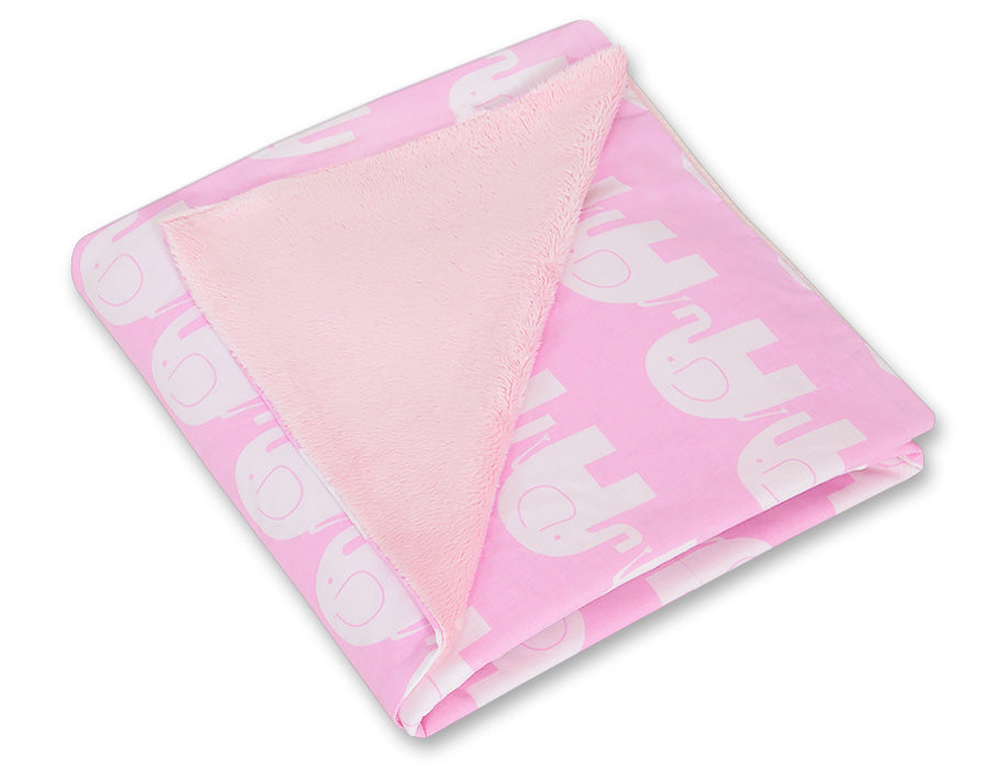 Stor dubbelsidig bilbarnstolsfilt - babyfilt - extra varm och mjuk, elefantrosa