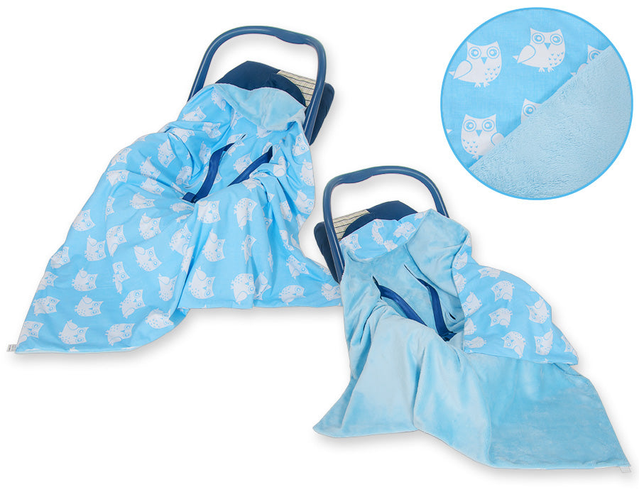 Stor bilsätesfilt - babyfilt - varm och mjuk minkbomull, med huva, universal