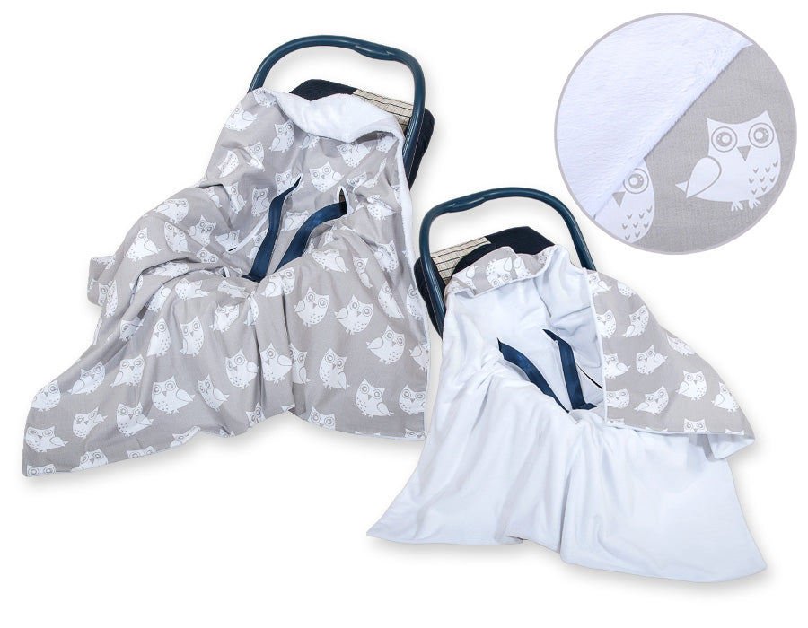 Dubbelsidig bilbarnstolsfilt - omlottfilt - extra varm och mjuk minky