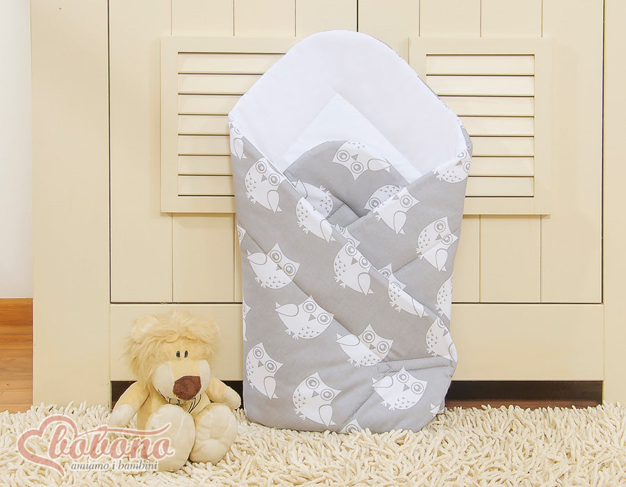 Baby nestje - babynest - ademend & anti-allergisch, 100% katoen, Simple Owls Grijs