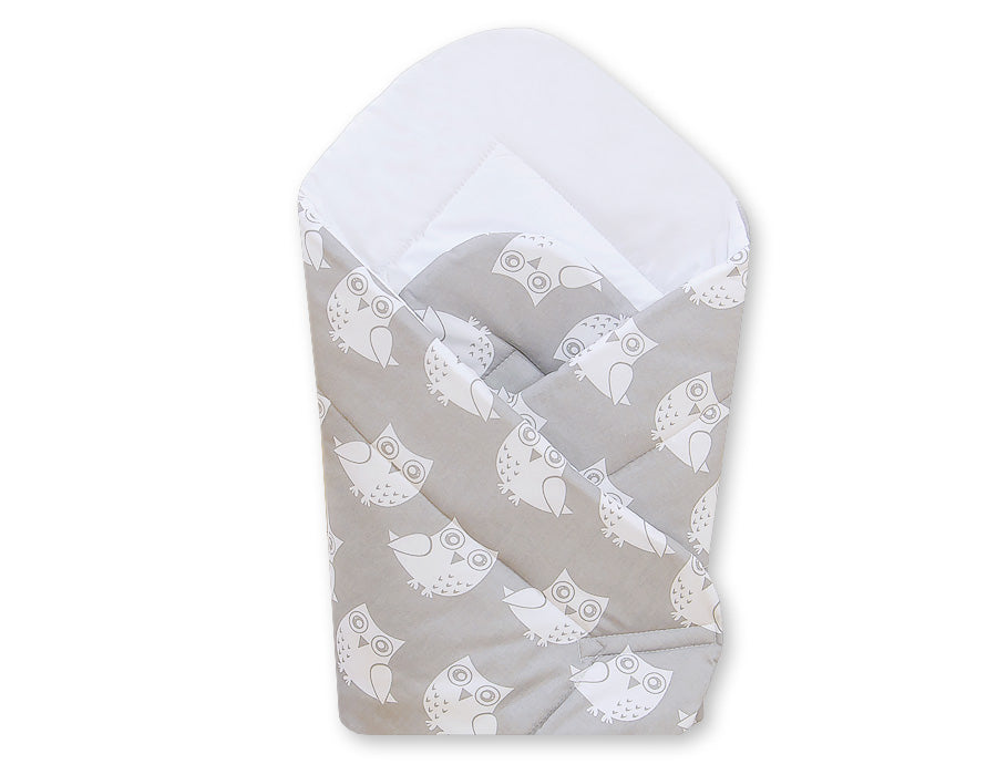 Baby nestje - babynest - ademend & anti-allergisch, 100% katoen, Simple Owls Grijs