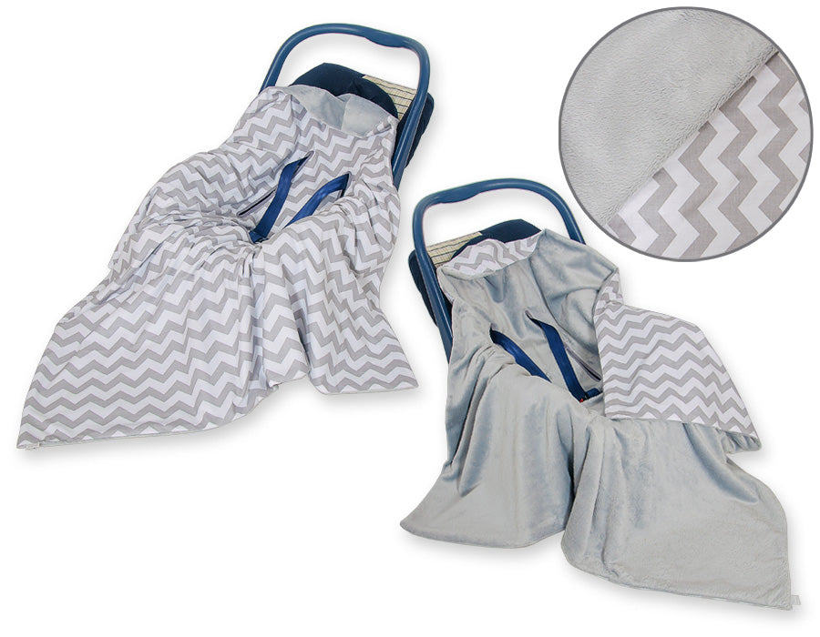 Dubbel bilbarnstolsfilt baby - omlottfilt - extra varm och mjuk med huva