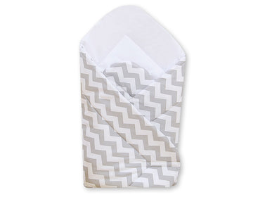 Baby nestje - babynest - ademend & anti-allergisch katoen, grijs chevron, met klittenbandsluiting