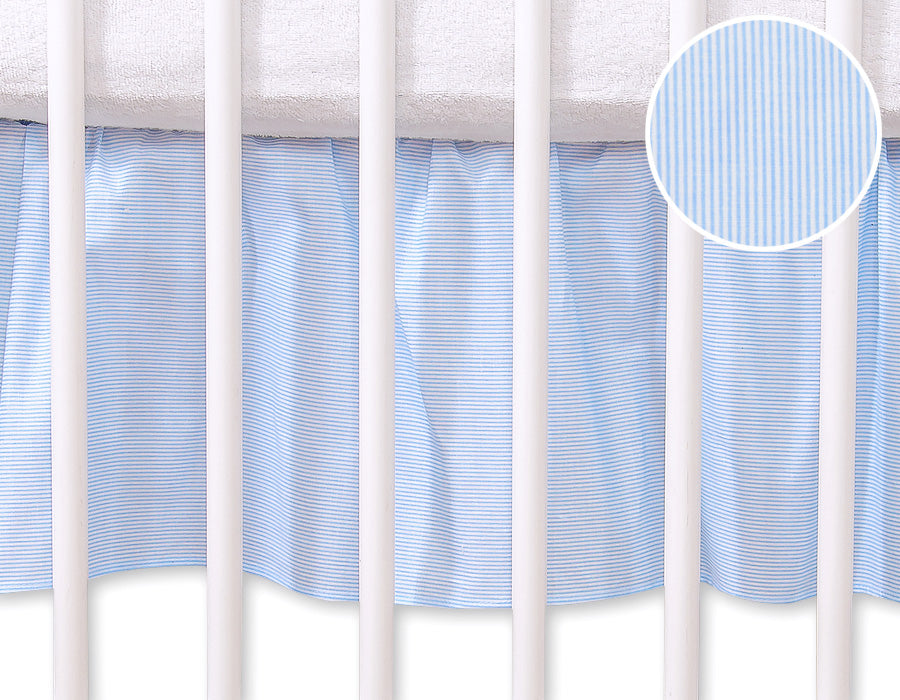 Stofsok babybedje - bedrok - 100% katoen - maskerende volant - 120x60cm - blauw gestreept