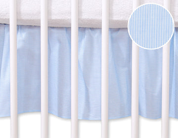 Stofsok babybedje - bedrok - 100% katoen - maskerende volant - 120x60cm - blauw gestreept