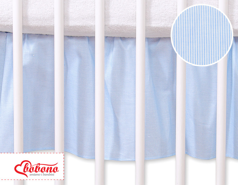 Stofsok babybedje - bedrok - 100% katoen - maskerende volant - 120x60cm - blauw gestreept