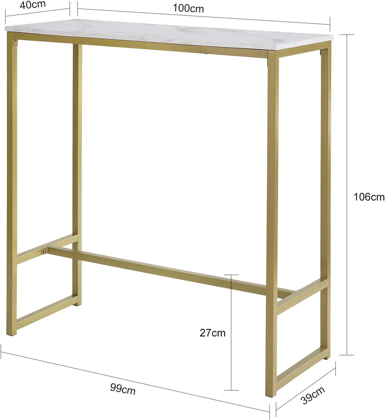 Kitchen Ontbijtbartafel - Eettafel - Koffiebar met gouden metalen frame