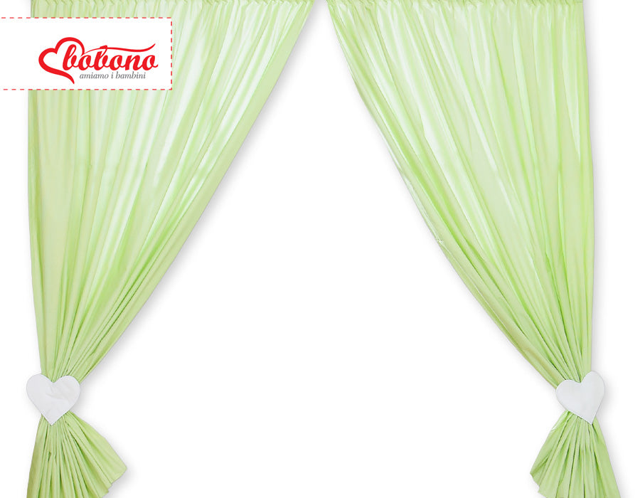 Set med 2 barnrumsgardiner - barngardiner - tvättbar bomull - gröna ränder