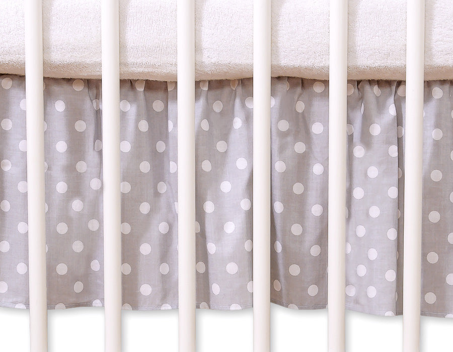 Bedomrander - ledikant volant - verzorgde afwerking - Hanging Hearts wit met grijze stippen 140x70