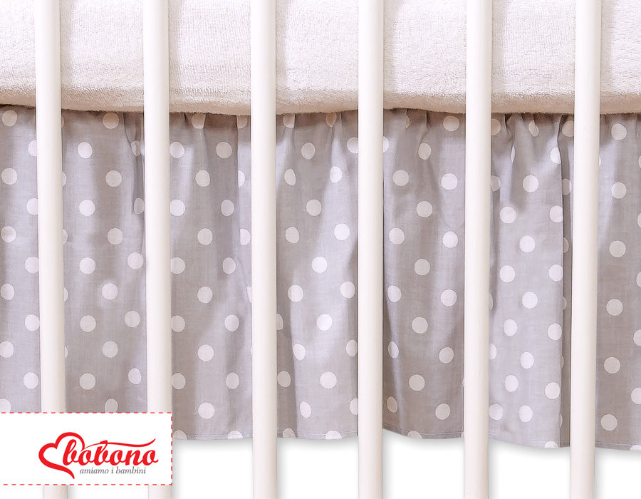 Bedomrander - ledikant volant - verzorgde afwerking - Hanging Hearts wit met grijze stippen 140x70