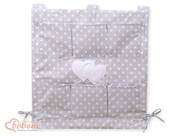 Wieg organizer - commode organizer - 6 vakken - 100% katoen - wasbaar - Hanging Hearts
