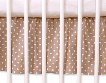 Stofomranding ledikant - bedrok katoen - verbergt lade, 140x70cm, Hanging Hearts bruin-wit