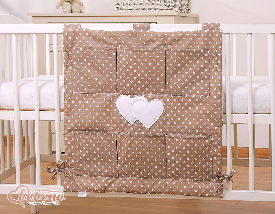 Leksaksorganisatör, 6 fack för optimal organisation - bomull - vit/brun