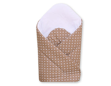 Babynest met versteviging - wiegnestje - extra steun - 100% katoen - ademend - witte stippen bruin