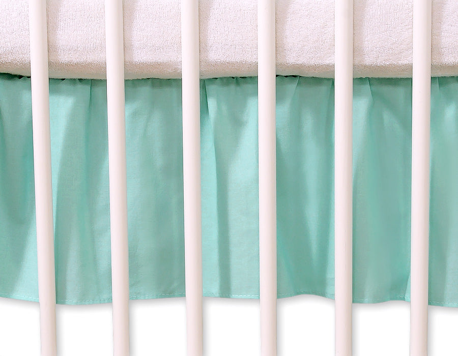 Staubschutzrüsche – Abdeckrüsche – 140 x 70 cm – Baumwolle – verdeckt Schublade – mintfarbene Hängende Herzen