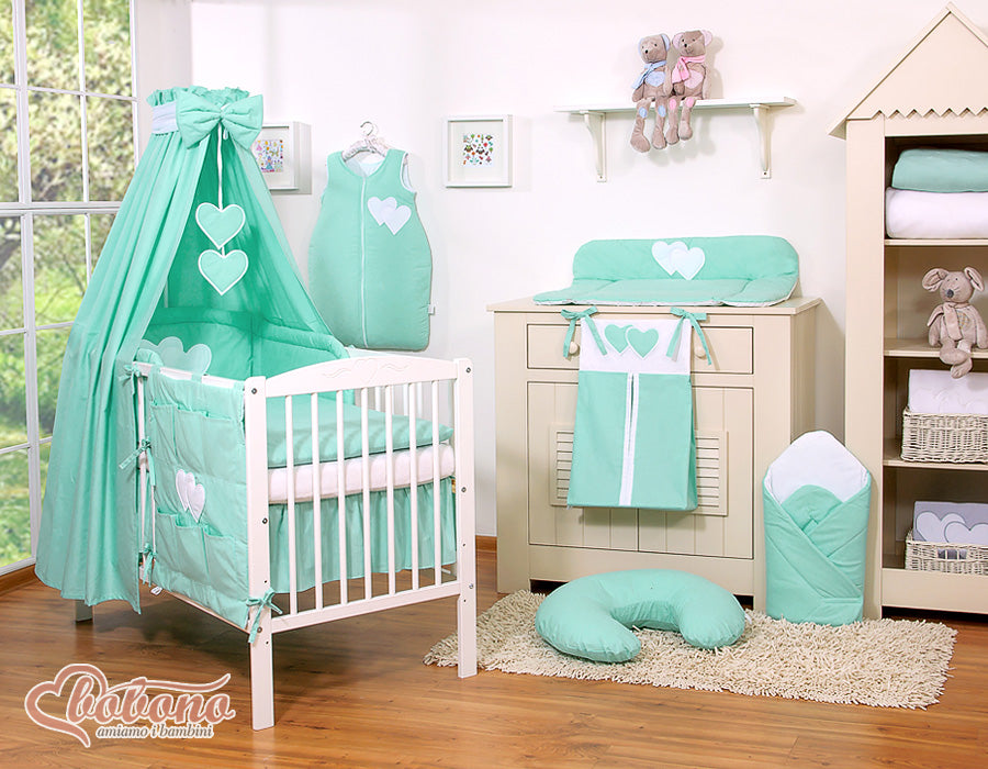 Tygbaldakin - himmelslakan - skyddar mot starkt ljus och drag, 100 % bomull, mintgrön