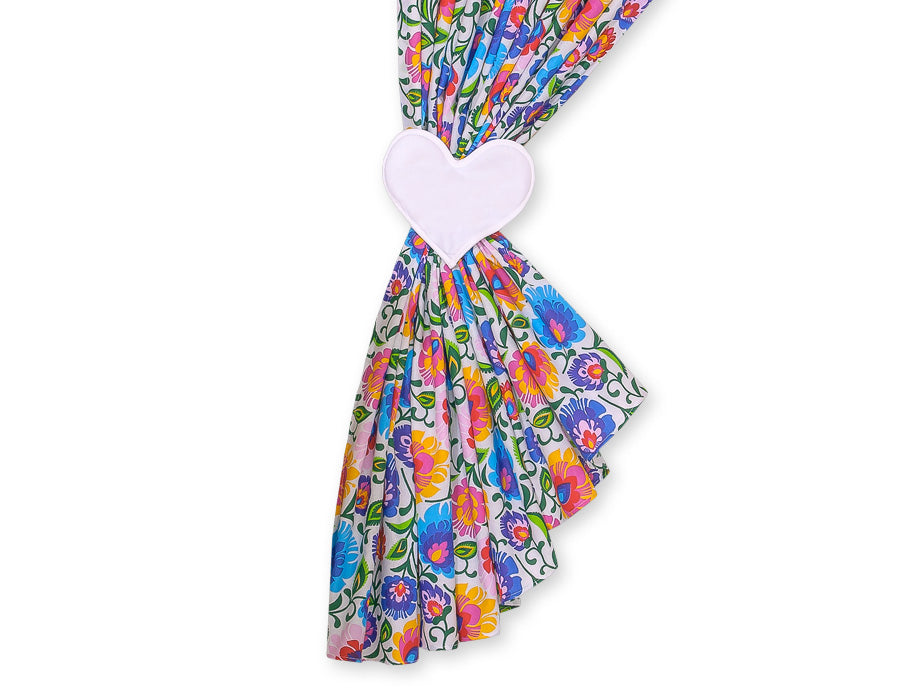 Set med 2 barnrumsgardiner - barngardiner - bomull, attraktivt blommönster