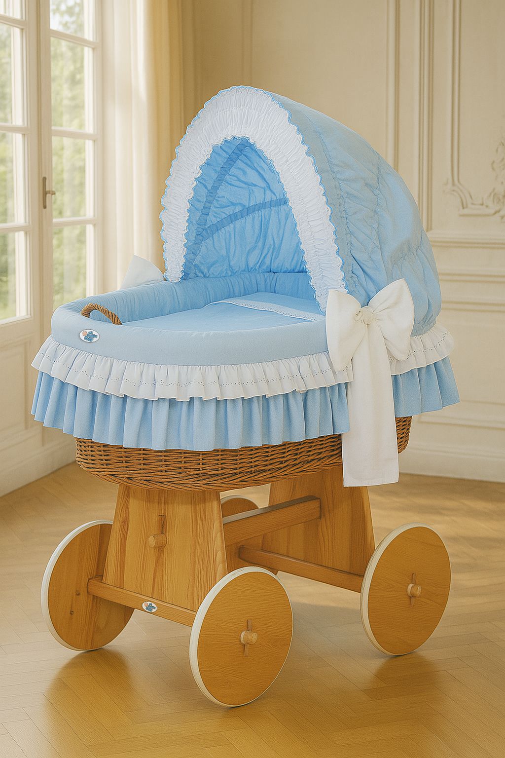 Wicker babynestje - babywiegje - natuurlijk, veilig en verstelbare kap voor rust
