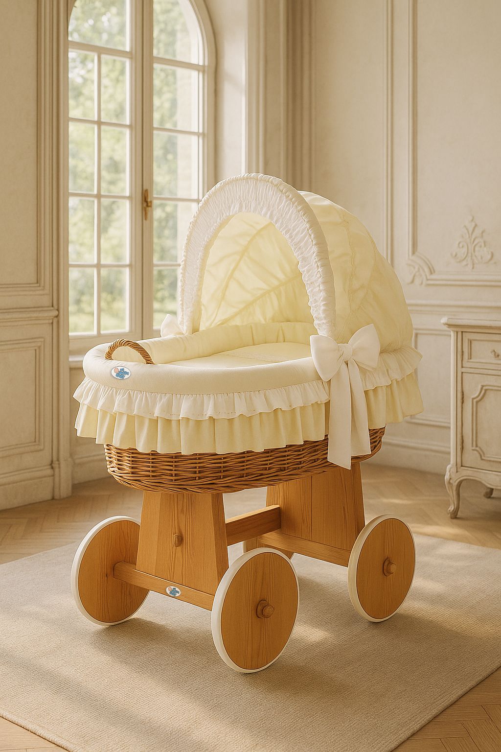 Wicker mandje met verstelbare kap - babywieg - natuurlijk, lichtgewicht en veilig voor pasgeborenen
