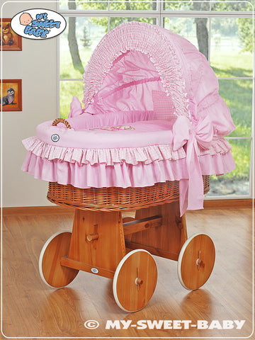 Wicker wieg met kap - rotan babybedje - ruim en handgemaakt voor langdurig comfort