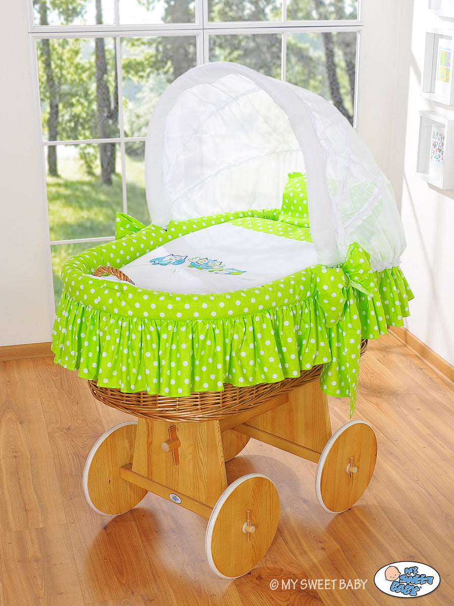 Wicker wieg met kap - rieten babymand - extra groot comfort en anti-allergisch matras