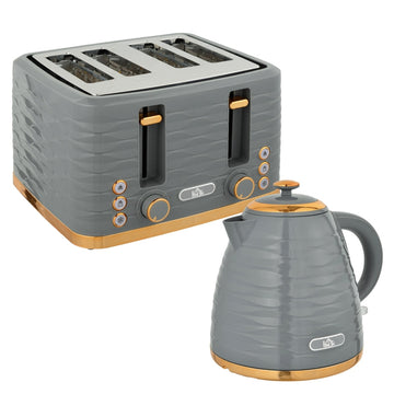 2-in-1 waterkoker- en broodroosterset | Kleur: Grijs | Afmetingen: 27,5x29,2x18,9 cm