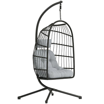 Faltbare hangstoel met frame en kussen | Kleur: Hellgrau | Afmetingen: 101x105x196 cm