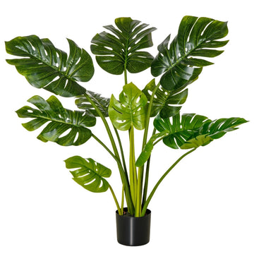 Kunstmatige Monstera 110 cm, 11 bladeren | Kleur: Groen+Zwart | Afmetingen: 17x17x110 cm