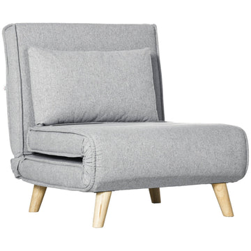 Vouwfauteuil slaapfunctie - Relaxstoel en logeerbed | Kleur: Lichtgrijs | Afmetingen: 78x72x79 cm