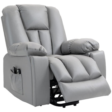 Elektrische sta-opstoel met massage | Kleur: Donkergrijs | Afmetingen: 94x96x106 cm