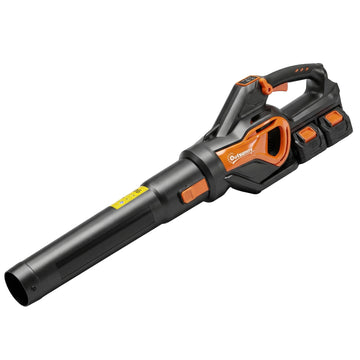 Accu-bladblazer 20 V, 2x 4 Ah accu en lader | Kleur: Oranje+Zwart | Afmetingen: 22x102x16 cm