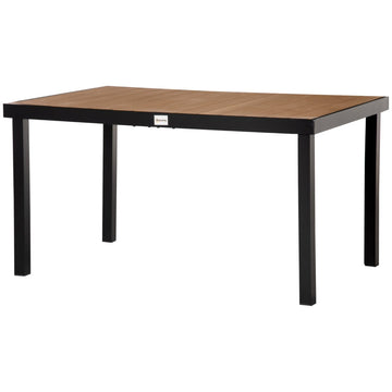 Buiteneettafel voor 6 personen | Kleur: Natuurlijk+Zwart | Afmetingen: 90x140x74 cm
