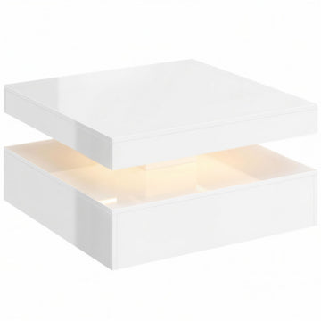LED salontafel met opbergruimte | Kleur: Hoogglanswit | Afmetingen: 78x78x40 cm