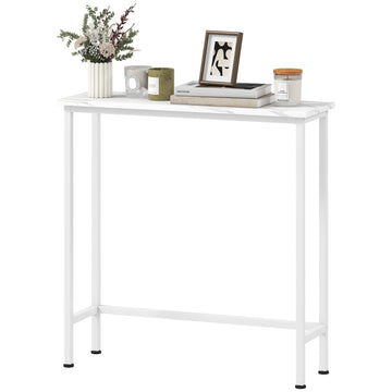 Witte consoletafel met marmerlook voor kleine ruimtes | Kleur: Wit | Afmetingen: 75x24x76 cm