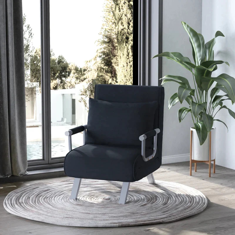 Schlafsessel - Verstellbarer Stuhl und Bett | Farbe: Schwarz | Abmessungen: 69x65x80 cm