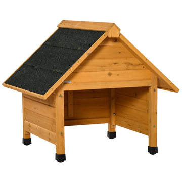Houten grasmaaiergarage | Kleur: Geel | Afmetingen: 76x75x70 cm