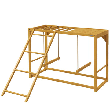 Kippen speelrek met schommels en ladder | Kleur: Bruin | Afmetingen: 110x100x70 cm