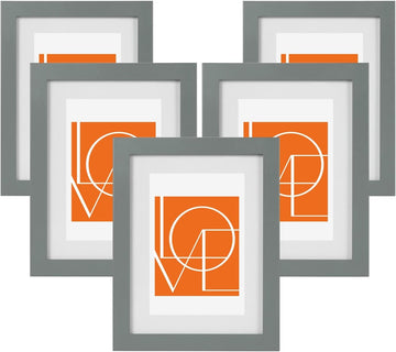 5-delige fotolijstset met passe-partout van MDF | Grijs | 30x40 cm