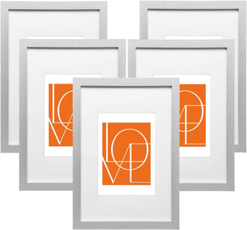 5-delige fotolijstset met passe-partout | Zilver | 20x30 cm