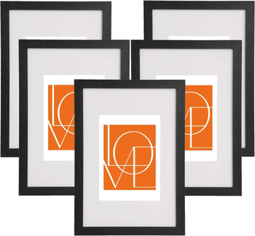 5-delige set fotolijsten met passe-partout | Zwart | 13x18 cm