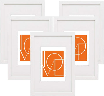 5-delige fotolijstset met papieren passe-partout | Wit | 30x45 cm